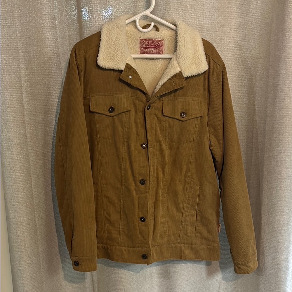 Brooklyn Cloth Brown and Cream Bomber Jacket with Sherpa Collar